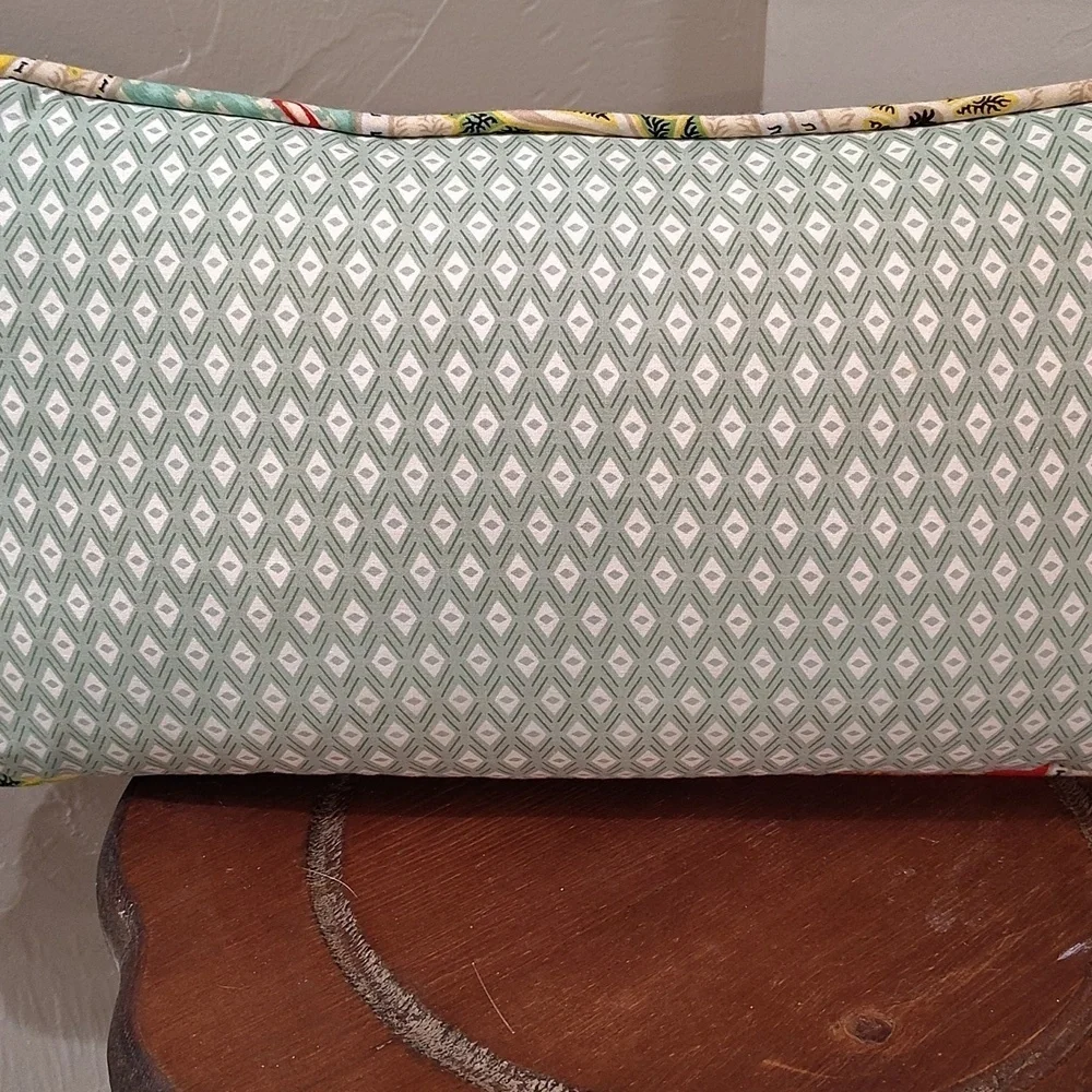 Echo Design Rectangle Throw Pillow Green Diamond Print w 4 Corner Tie Accents
